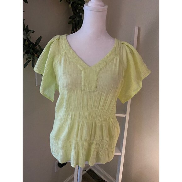 Vince Camuto Green Yellow Cotton Shirt Size XS - Picture 1 of 3
